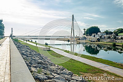 The modern bridge `Puente de la Armada Espanola`, inaugurated in 2006 in Fuengirola, Andalusia, Spain Editorial Stock Photo