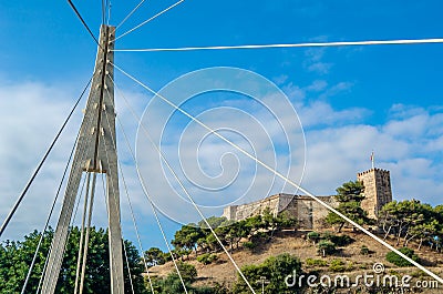 The modern bridge `Puente de la Armada Espanola`, inaugurated in 2006 in Fuengirola, Andalusia, Spain Editorial Stock Photo