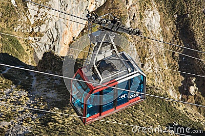 Cable Car in Fuente de, Picos de Europa mountains, Cantabria, Spain. Editorial Stock Photo