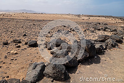 Fuertaventura,Cotillo, Canarias, Spain,view of the arid landscape Stock Photo