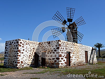 Fuerteventura, round stone windmill Stock Photo