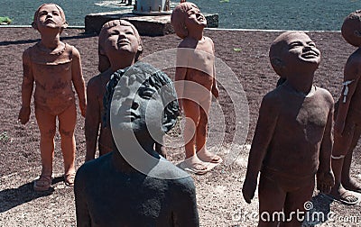 Fuerteventura, Canary Islands, Spain, public sculpture, children, joy, wonder, childhood Editorial Stock Photo