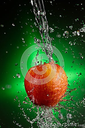 Fuji Apple Splash Stock Photo