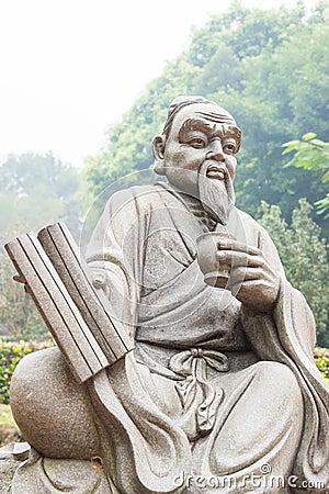 Lu Yu Statue at The Grand View Tea Garden. a famous Tourist spot in Anxi, Fujian, China. Stock Photo