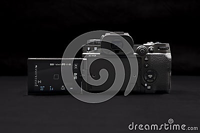 Fujifilms new X-H2 40mp camera body rear view screen activated Editorial Stock Photo