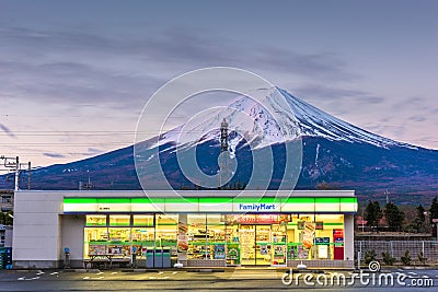 FamilyMart convenience store under Mt. Fuji Editorial Stock Photo