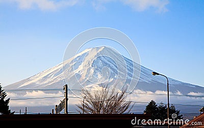 Fujiyama mount in winter season Stock Photo