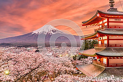 Fujiyoshida, Japan Spring Landscape Stock Photo