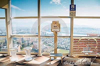 View of Fukuoka cityscape from Fukuoka tower in Japan Editorial Stock Photo