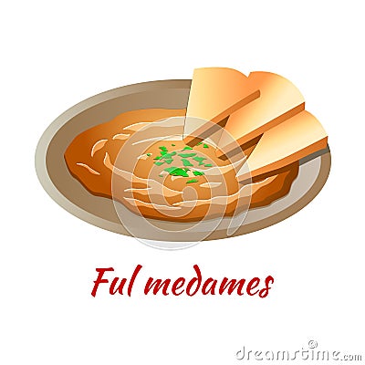 Ful Medames is delicious and famous food of Halal in colored gradient design icon Vector Illustration