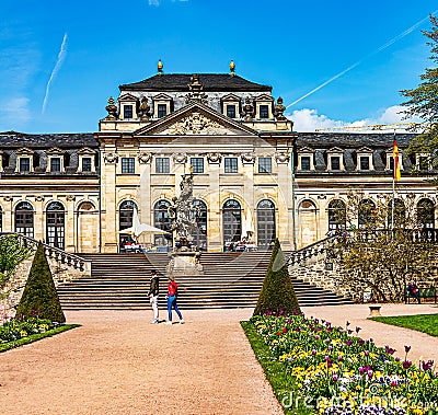 Fulda, Germany - Orangery Terrace in the castle garden. Editorial Stock Photo