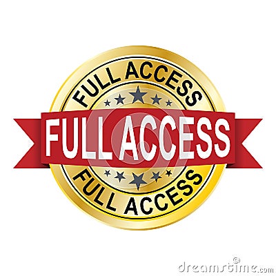 Full access gold shiny emblem. Vector Illustration. Vector Illustration