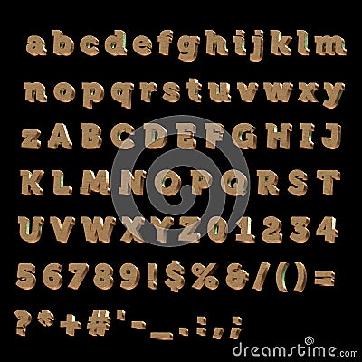 Full Alphabet made of Bronze Stock Photo