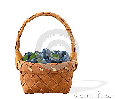 The full basket of the blueberries Vaccinium uliginosum is isolated on the white background Stock Photo