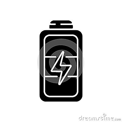 Full battery black glyph icon Vector Illustration