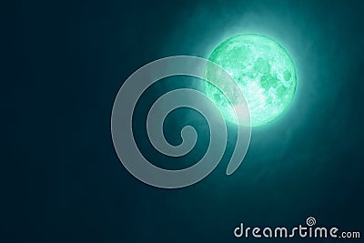 full Beaver Moon on dark cloud on the night sky Stock Photo