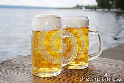 Full Beer Mugs Stock Photo