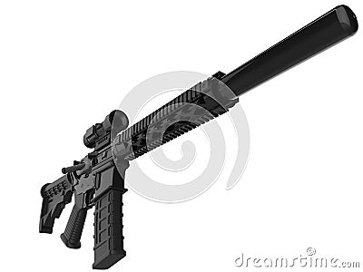 Full black modern assault rifles Stock Photo