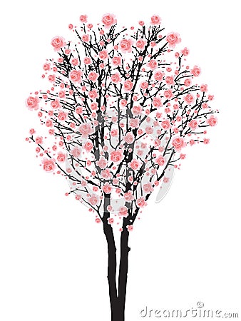 Full bloom sakura tree Vector Illustration