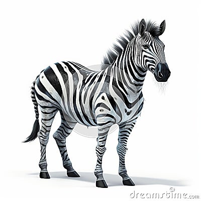 Zebra In The Last Unicorn: Full Body On White Stock Photo