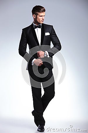 Full body of a business man looking away Stock Photo