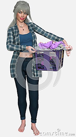 Full body portrait of a beautiful young blond female - the girl next door - standing on an isolated background Stock Photo