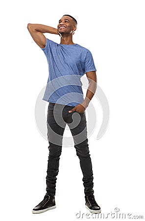 Full body portrait of a cool guy smiling Stock Photo