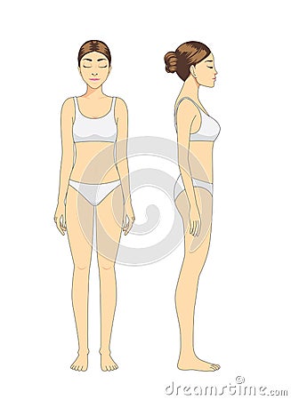 Full body woman model in white underwear standing Vector Illustration