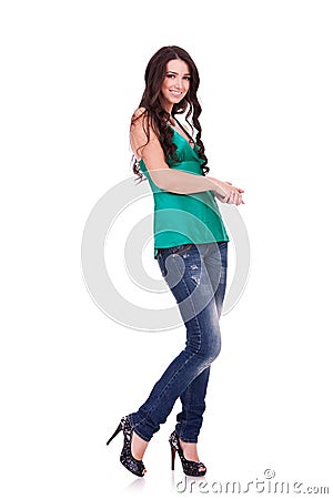 Full body young woman in casual clothes Stock Photo