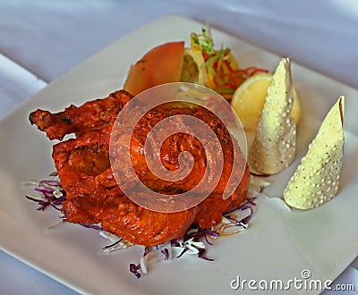 Full chicken tandoori, Indian clay oven specialty Stock Photo