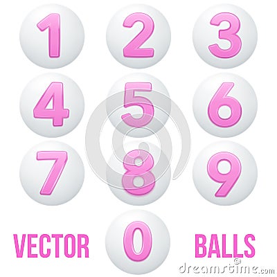 Full collection of icons balls with numbers. Vector Illustration