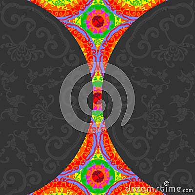 Full Color Curves On Gray Ornate Background Vector Illustration