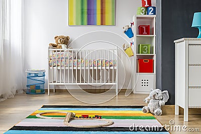 Full of colors and spacious baby room Stock Photo