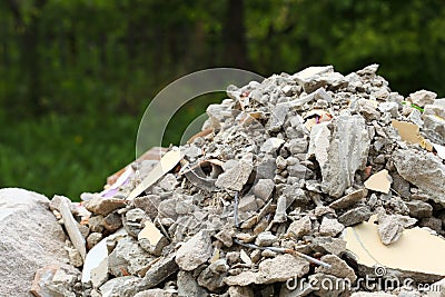 Full construction waste debris rubble bags Stock Photo