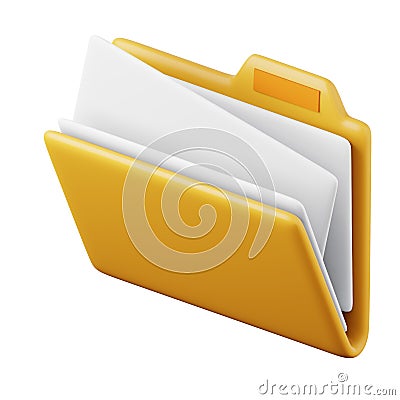 Full documents folder high quality 3D render illustration. File organisation and protection concept computer icon. Cartoon Illustration