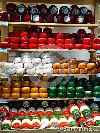 Dutch cheese shapes. typical Amsterdam recipe. Local travel souvenirs in the Netherlands. bright colors Editorial Stock Photo