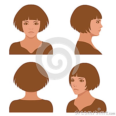 full face and profile head character Vector Illustration