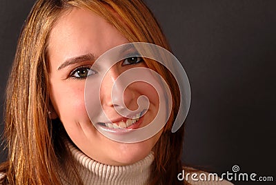 Full face view of an attractive happy young woman Stock Photo