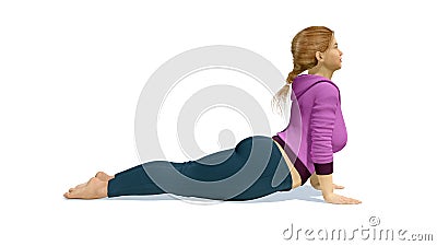 Full-figured blonde woman in cobra pose yoga Cartoon Illustration