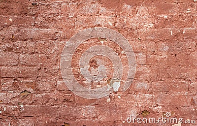 Artsy looking old salmon color painted brick wall texture with deterioration Stock Photo