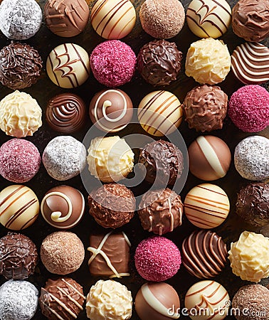 Full frame background of gourmet chocolates Stock Photo