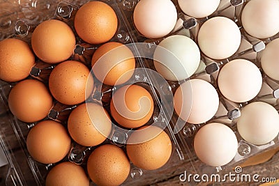 full frame eggs of chicken and duck Stock Photo