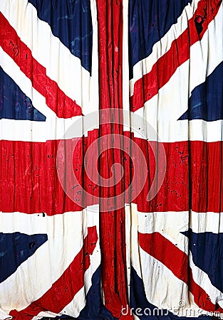 Full frame of the flag of Great Britain battered by time Stock Photo