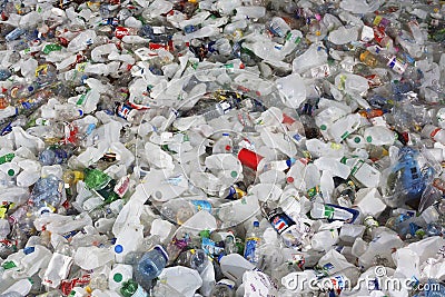 Full Frame Image Of Used Plastic Bottles Stock Photo