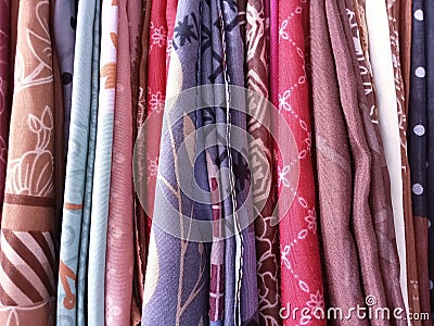 Multi colored textiles Stock Photo