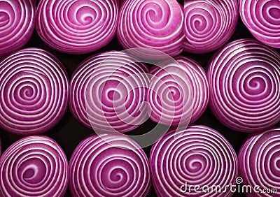 Full Frame Shot Of Purple Onions. Fresh whole purple onions and one sliced onion. AI Generative Stock Photo
