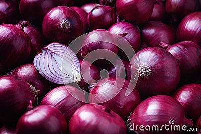 Full Frame Shot Of Purple Onions Stock Photo