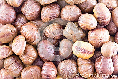 Full frame texture of roasted chestnuts Stock Photo