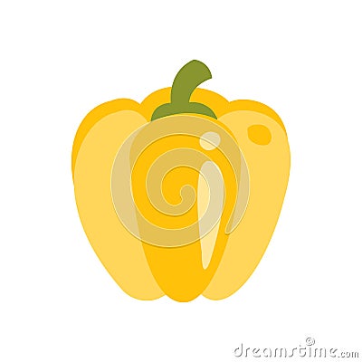 Full Fresh Yellow Bell Pepper Primitive Cartoon Icon, Part Of Pizza Cafe Series Of Clipart Illustrations Vector Illustration