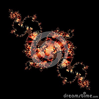 full frontal diagonal alignment Julia fractal from exploding red-hot lava Stock Photo